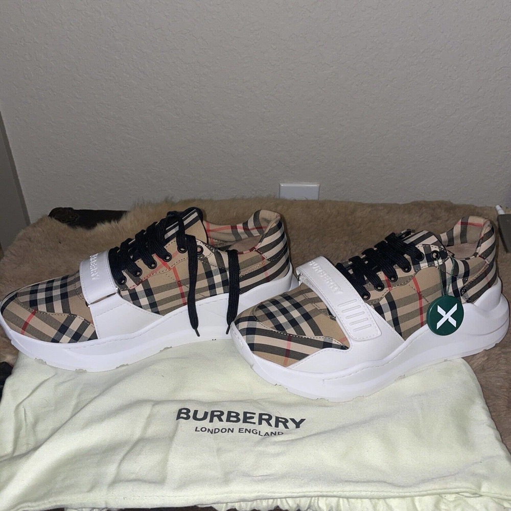 BURBERRY RUNAWAY REGIS Low Beige Sneakers US 10/ EU 43 NEW